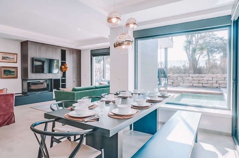 The dining area inside Villa Ligera