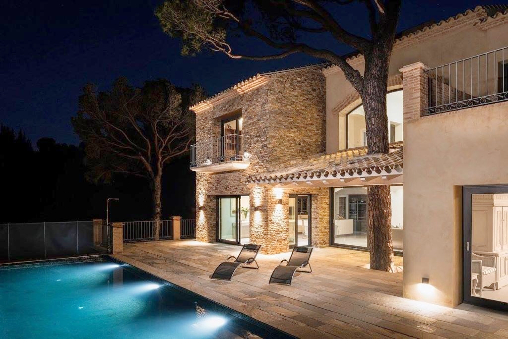 A villa in Spain at night